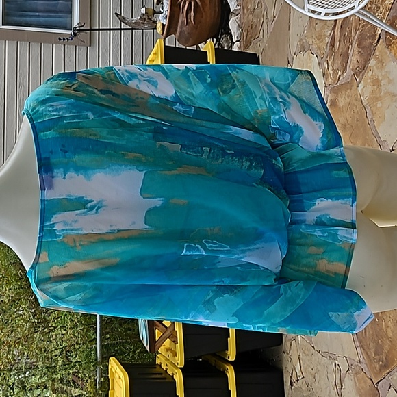 ALFANI Size M/L art abstract aqua polyester decorated blouse & camisole set - Picture 6 of 10
